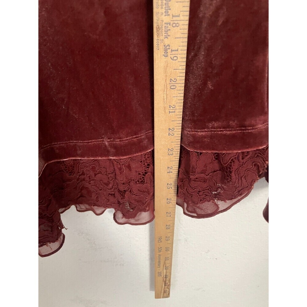 Sundance Womens Velvet Lace Trim Long Sleeve Top Size Small Burgundy Wine Boho - Picture 6 of 7